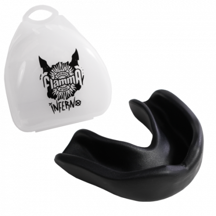 Капа боксерская FLAMMA INFERNO black с футляром