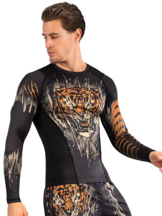 Рашгард Venum Tiger Black/Neo Orange L/S