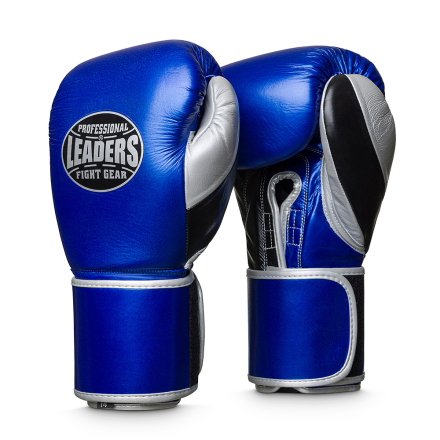 Перчатки боксерские LEADERS LeadSeries Long Velcro Custom  BL/BK/SIL